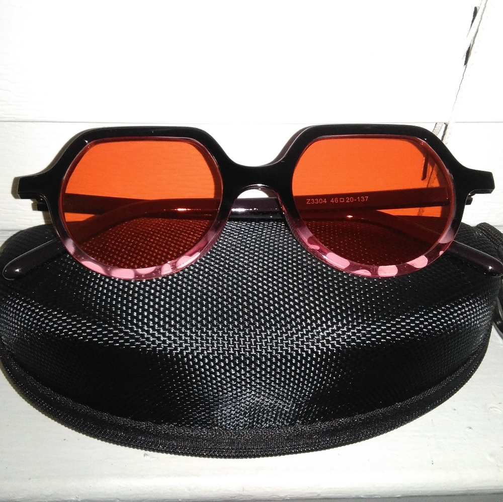 Round Ombre Frame Orange Lens stylist Sunglasses